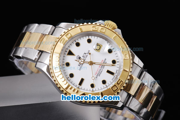 Rolex Yacht-Master Automatic Movement Two Tone Strap with White Dial and Black Round Hour Marker - Click Image to Close